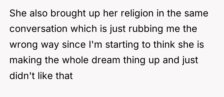 She also brought up her religion in the same conversation...