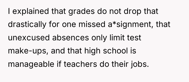 I explained that grades do not drop that drastically for...