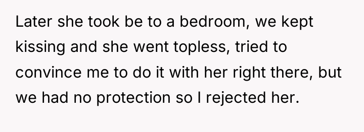 Later she took be to a bedroom, we kept kissing...