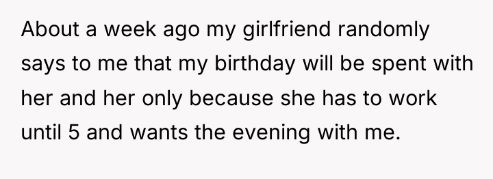 About a week ago my girlfriend randomly says to me...