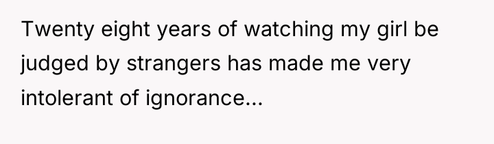 Twenty eight years of watching my girl be judged by...