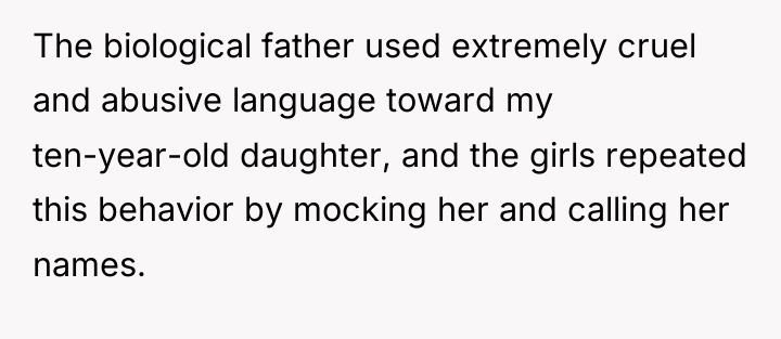 The biological father used extremely cruel and abusive language toward...