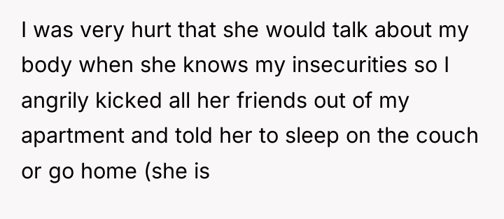 I was very hurt that she would talk about my...