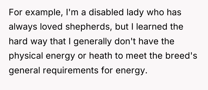 For example, I'm a disabled lady who has always loved...