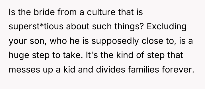 Is the bride from a culture that is superst*tious about...