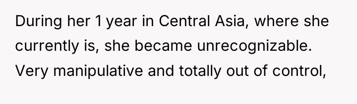 During her 1 year in Central Asia, where she currently...