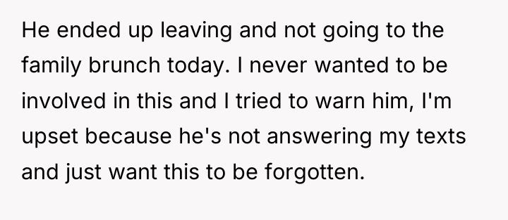 He ended up leaving and not going to the family...
