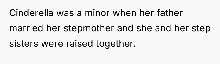 Cinderella was a minor when her father married her stepmother...