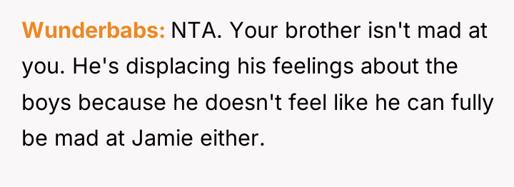 Wunderbabs NTA. Your brother isn't mad at you. He's displacing...