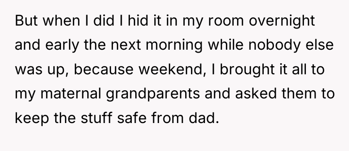 But when I did I hid it in my room...