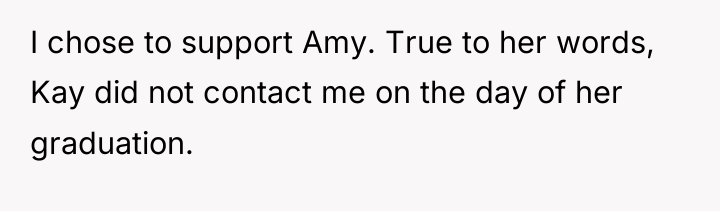 I chose to support Amy. True to her words, Kay...