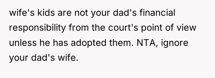 wife's kids are not your dad's financial responsibility from the...