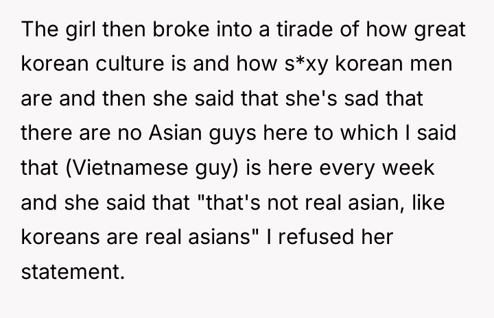 The girl then broke into a tirade of how great...