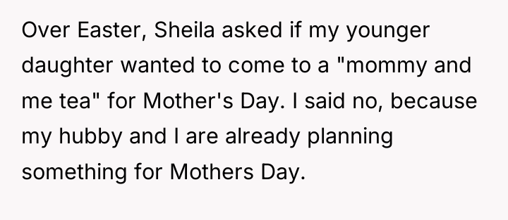 Over Easter, Sheila asked if my younger daughter wanted to...