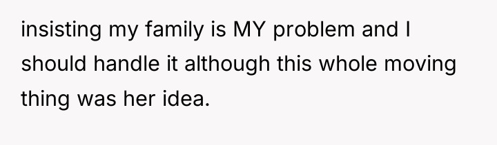 insisting my family is MY problem and I should handle...