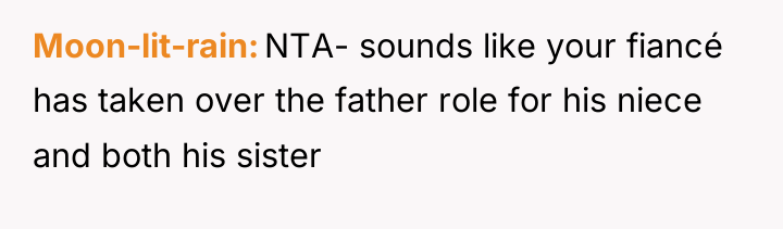 Moon-lit-rain NTA- sounds like your fiancé has taken over the...