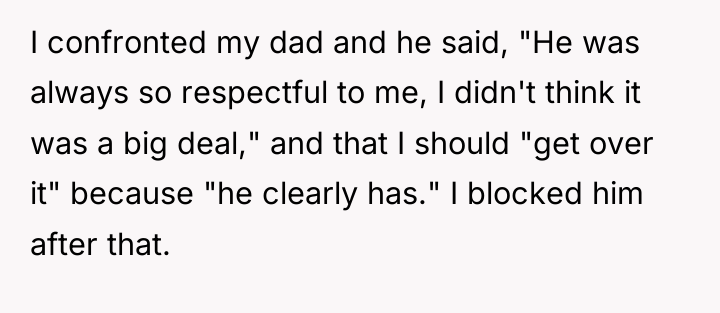 I confronted my dad and he said, "He was always...