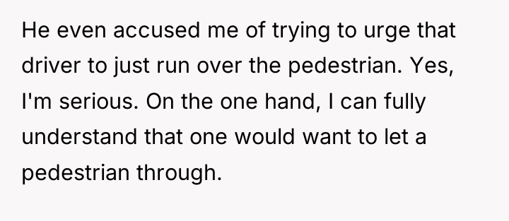 He even accused me of trying to urge that driver...