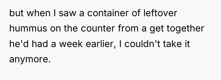 but when I saw a container of leftover hummus on...