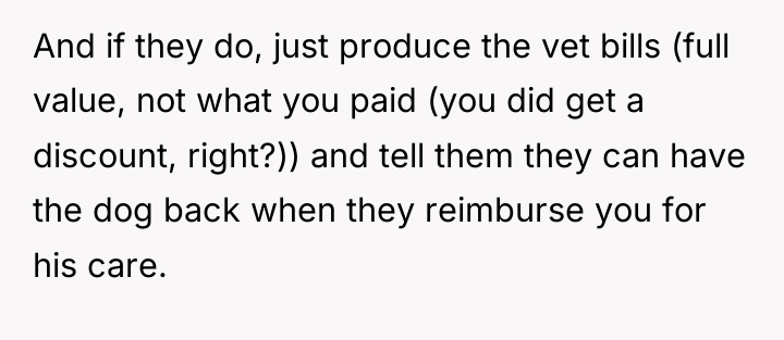 And if they do, just produce the vet bills (full...