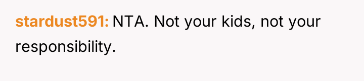 stardust591 NTA. Not your kids, not your responsibility.