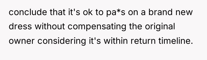 conclude that it's ok to pa*s on a brand new...