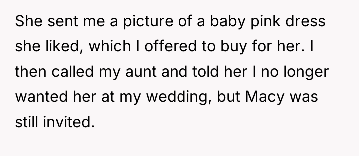 She sent me a picture of a baby pink dress...
