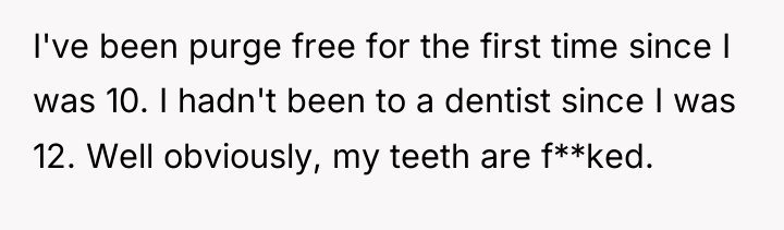 I've been purge free for the first time since I...