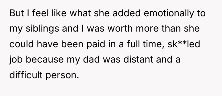 But I feel like what she added emotionally to my...