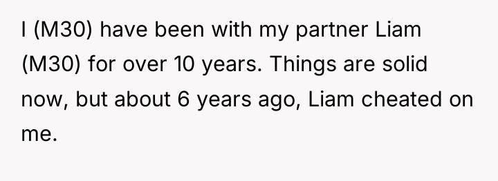 I (M30) have been with my partner Liam (M30) for...