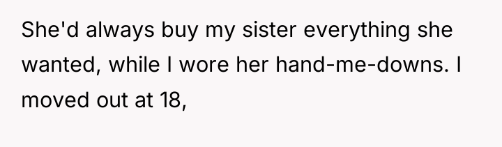 She'd always buy my sister everything she wanted, while I...