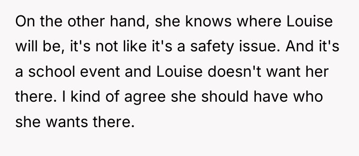 On the other hand, she knows where Louise will be,...