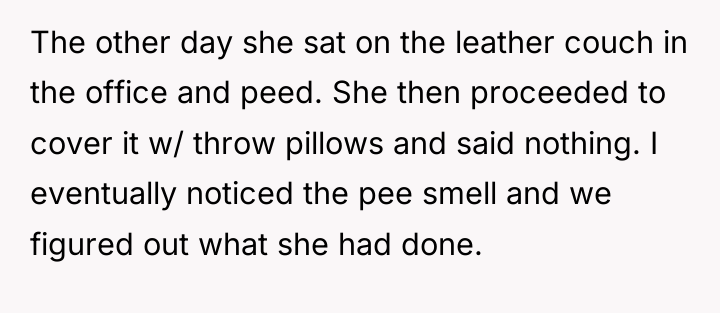 The other day she sat on the leather couch in...