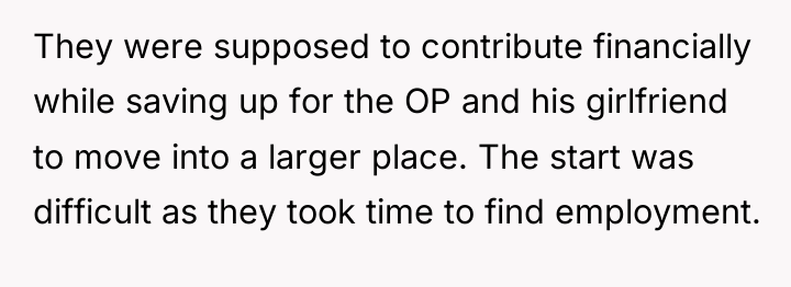 They were supposed to contribute financially while saving up for...