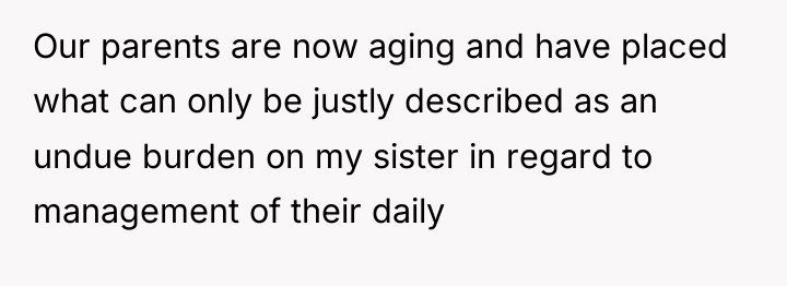 Our parents are now aging and have placed what can...