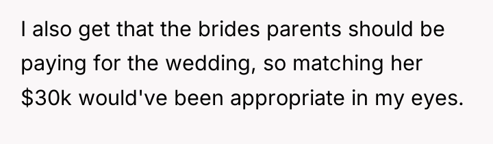 I also get that the brides parents should be paying...