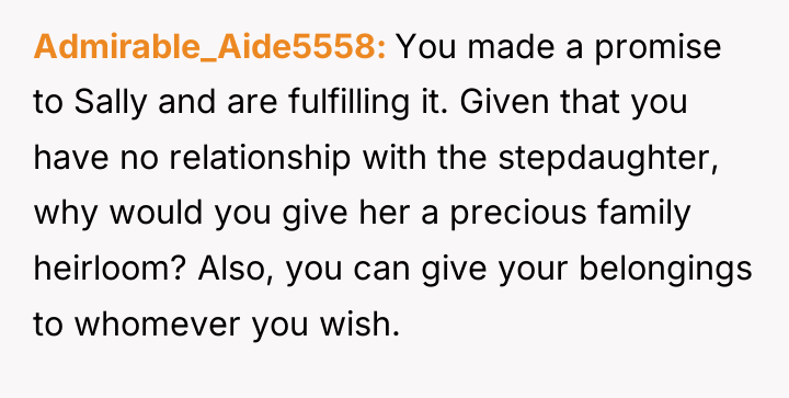 Admirable_Aide5558 You made a promise to Sally and are fulfilling...