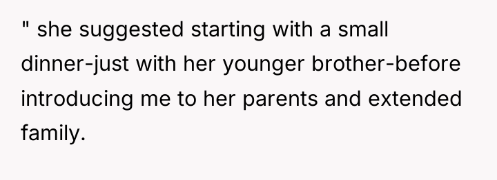 " she suggested starting with a small dinner-just with her...