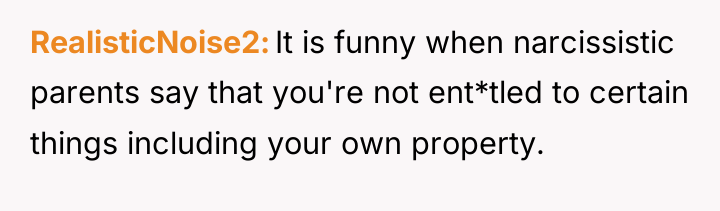 RealisticNoise2 It is funny when narcissistic parents say that you're...
