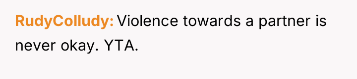 RudyColludy Violence towards a partner is never okay. YTA.