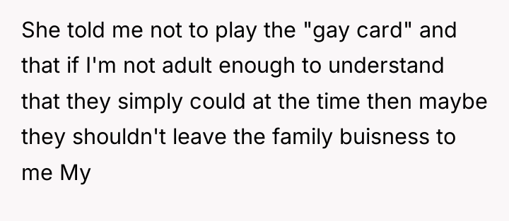 She told me not to play the "gay card" and...