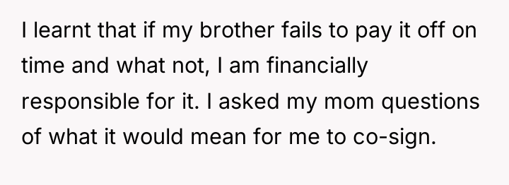I learnt that if my brother fails to pay it...