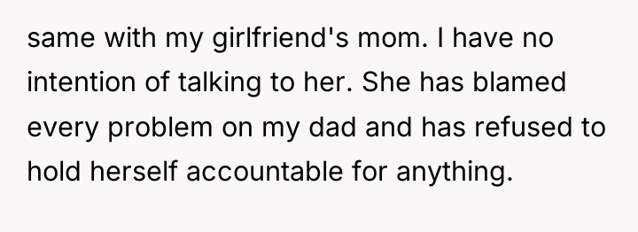 same with my girlfriend's mom. I have no intention of...
