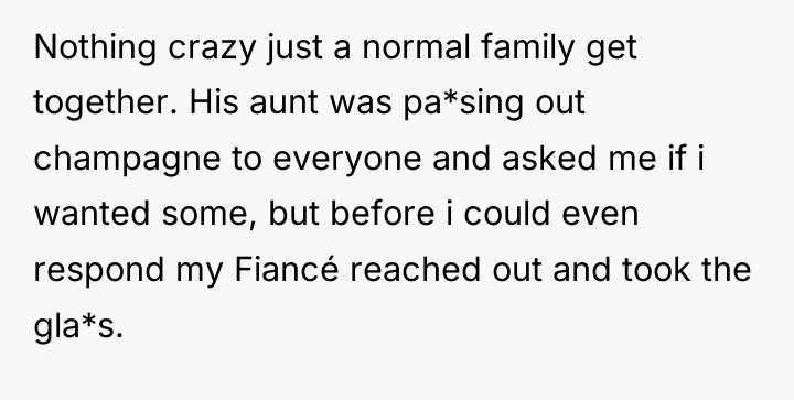 Nothing crazy just a normal family get together. His aunt...
