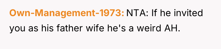 Own-Management-1973 NTA: If he invited you as his father wife...