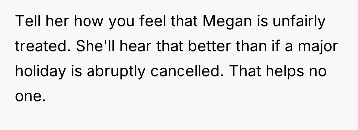Tell her how you feel that Megan is unfairly treated....