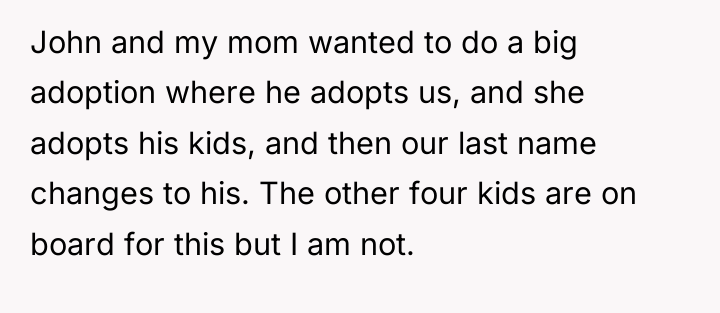 John and my mom wanted to do a big adoption...