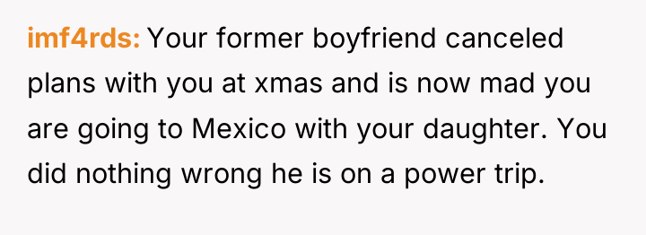 imf4rds Your former boyfriend canceled plans with you at xmas...