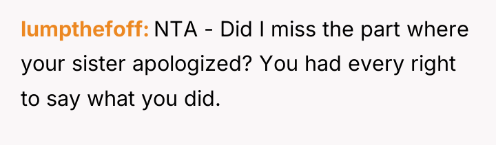 lumpthefoff NTA - Did I miss the part where your...
