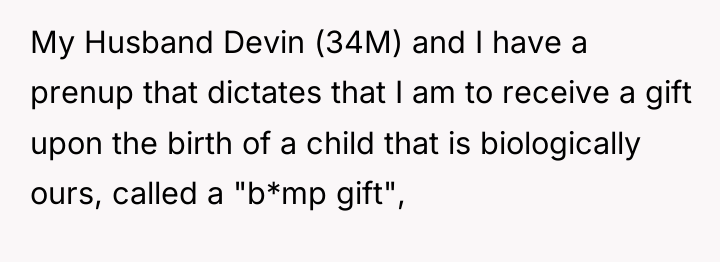 My Husband Devin (34M) and I have a prenup that...